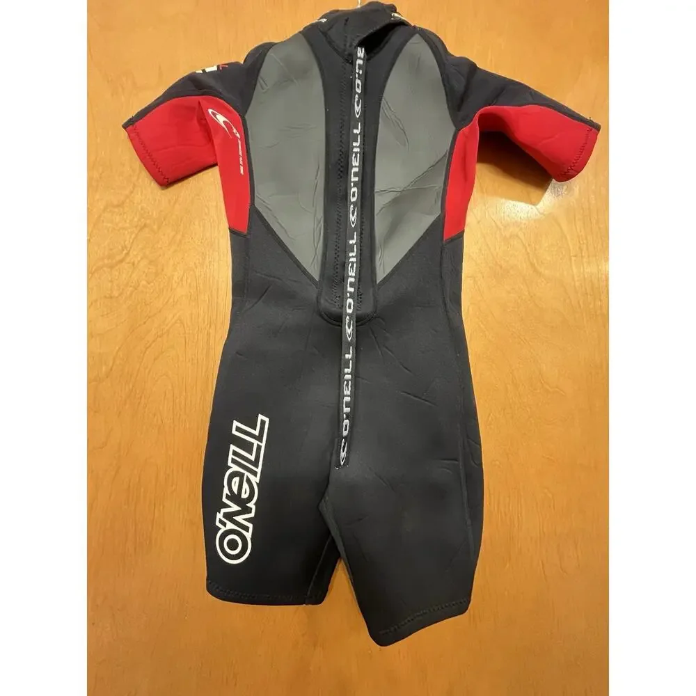 O'NEILL Black/Teal Warm 2MM REACTOR SHORTY WETSUIT Surf Beach Kid YOUTH 10/MED